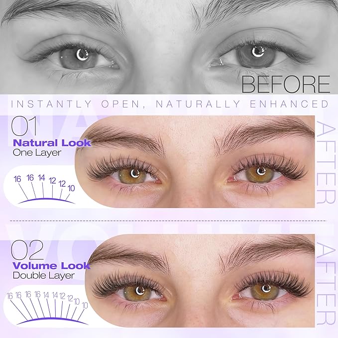Natural Lash Clusters Wispy Eyelash Clusters 10-16mm Cluster Eyelash Extensions C Curl Cluster Lashes Clusters No Make up Individual Lashes by Lanflower