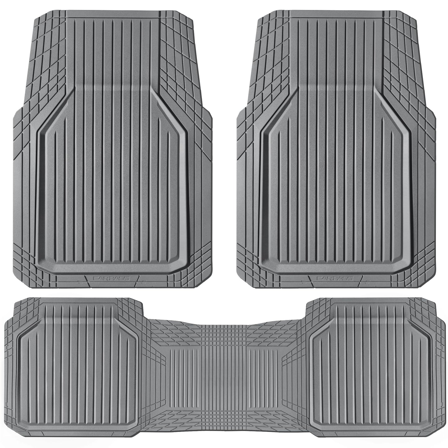 CAR PASS Heavy Duty Rubber Floor Mats for Car, Waterproof Liner Deep Dish Car Mats Full Sets, Universal Trim to Fit for SUV Truck Sedans Vans, All Weather Automotive Floor Mats 3pcs, Solid Gray