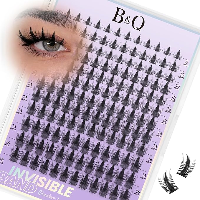 B&Qaugen Wispy Lash Clusters Invisible Band False Eyelashes Clusters Natural Cluster Eyelash Extensions 8-18mm Individual Lashes Extension DIY Soft Eyelash Clusters （Lash-Fairy Max-8-18mm）