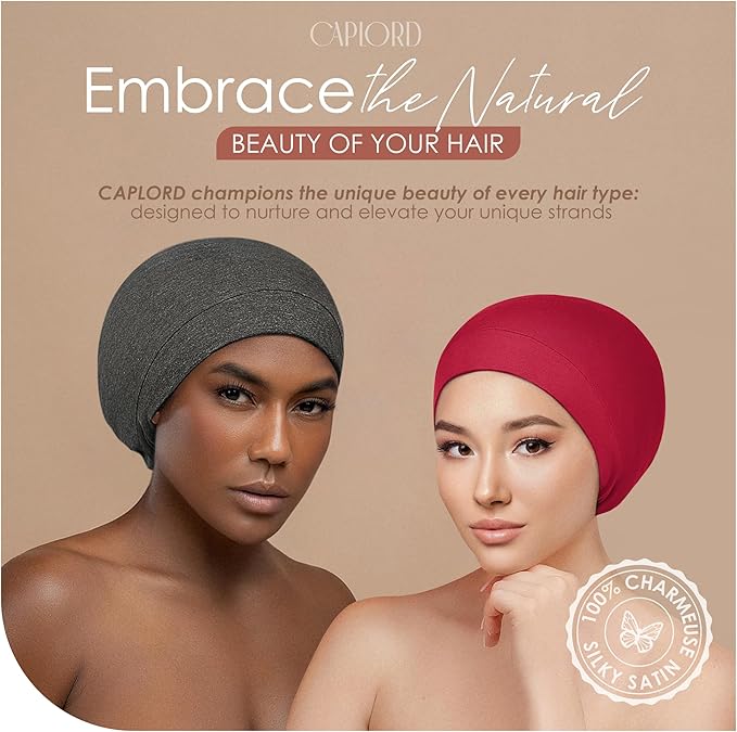 CAPLORD Satin Bonnet for Sleeping, Curly Hair Wrap Sleep for Men, Adjustable Silk Beanies for Women, Silk Hair Bonnet