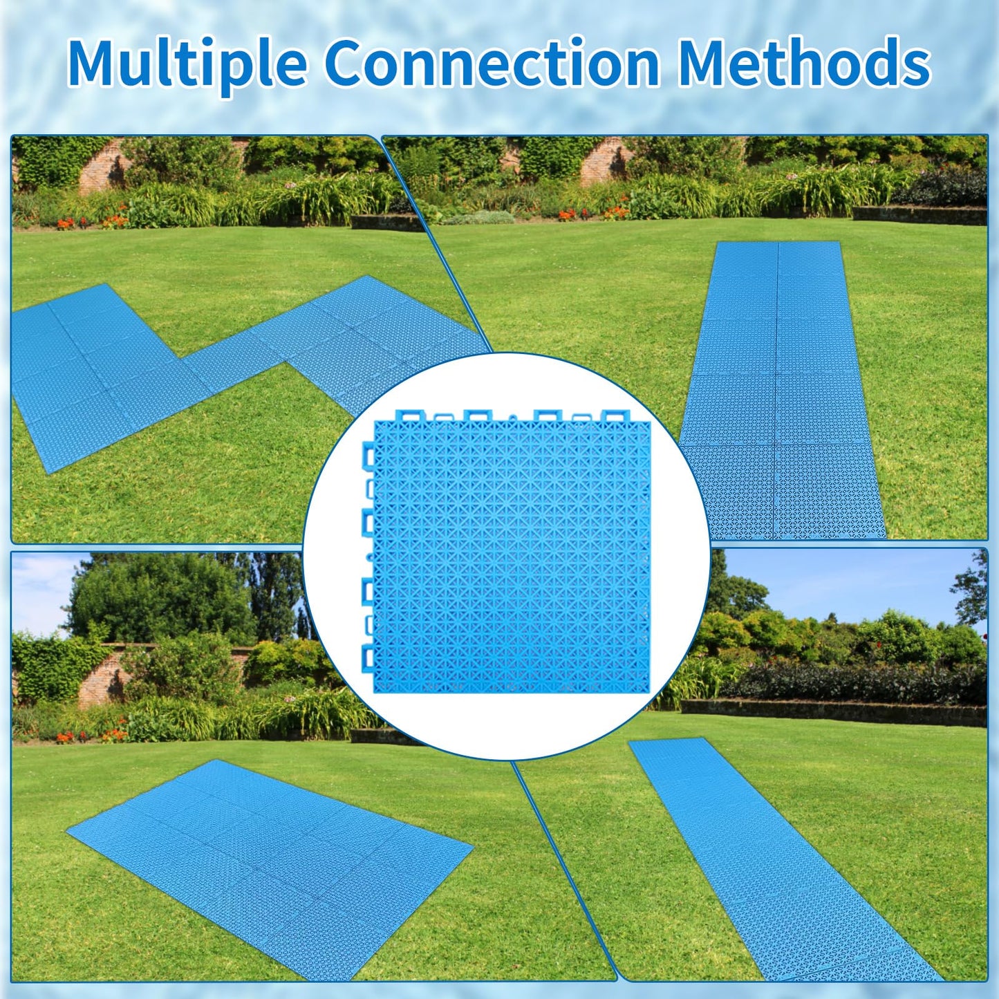 16pcs Pool Drainage Mat,Above Ground Walkways to Prevent Dirt from Entering the Pool, Pool Mats with Multiple Splicing Methods,Interlocking Plastic Floor for Pools Shower Rooms (9.84" x 9.84")