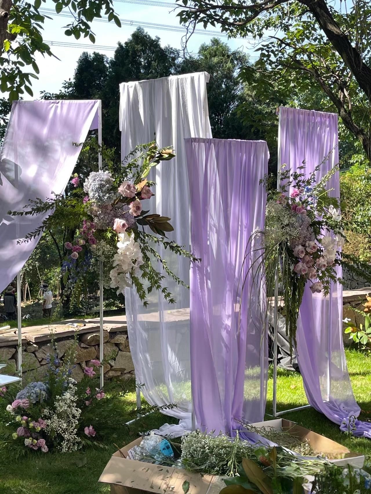 MLMW Chiffon Fabric Sheer Fabric by the Yard 5 Yards 60" Wide Lilac Wedding Arch Draping Fabric Sheer Material for Party Backdrop Curtain Arch Ceiling Decor