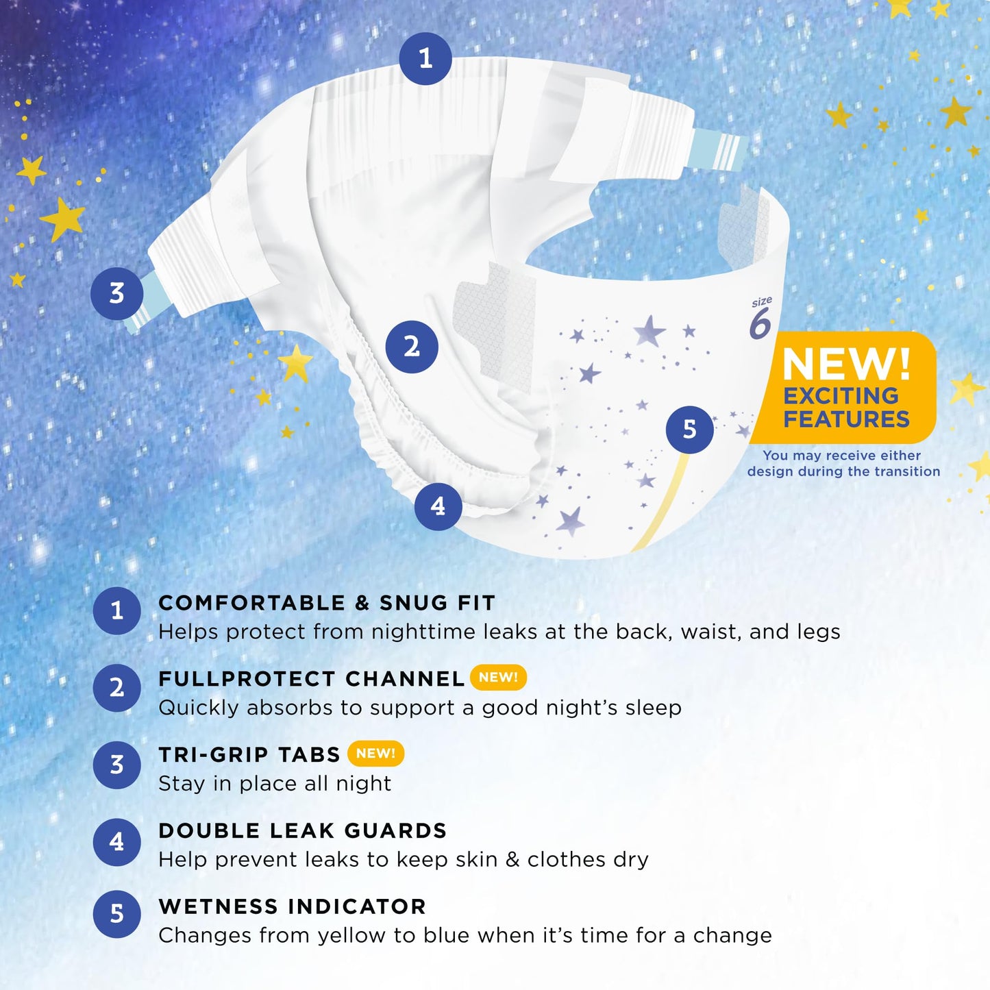 Amazon Brand - Mama Bear Overnight Baby Diapers with Leak Protection and Skin Protection, Fragrance-Free, Size 6, Hypoallergenic, Chlorine Free, Dermatologist Tested, 54 Count