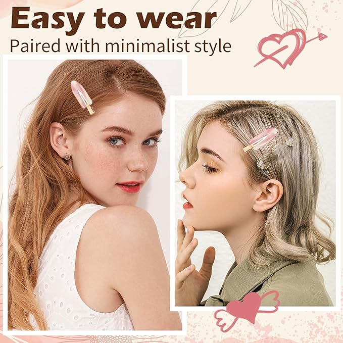 Gingbiss 10 Pcs No Bend Hair Clips, Acrylic No Crease Hair Clip for Hairstyling, Flat Clip Alligator Hair Barrettes for Women Girls Makeup Accessories(Pink Opal)