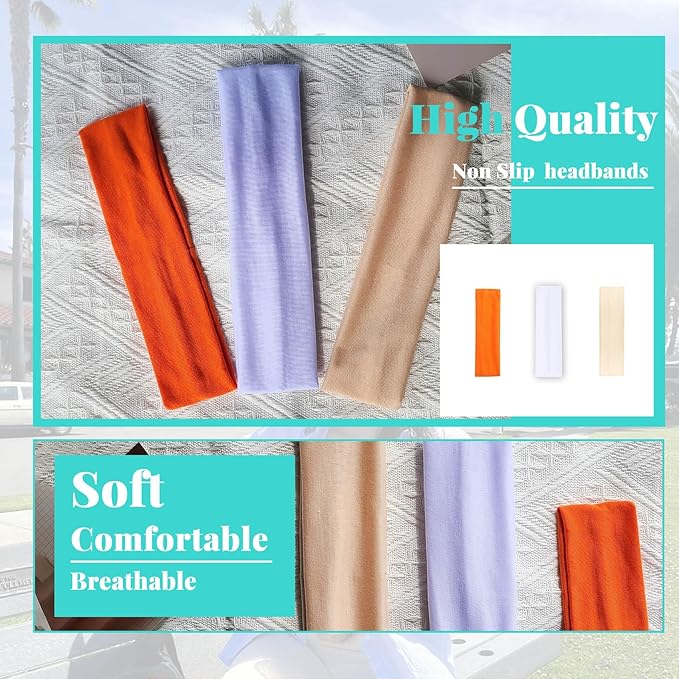 Headbands for Women Non Slip Head Bands for Women's Hair cute elastic womens headbands Soft Cotton Cloth Fashion floral headband for women for Daily Workout Sports Running Yoga