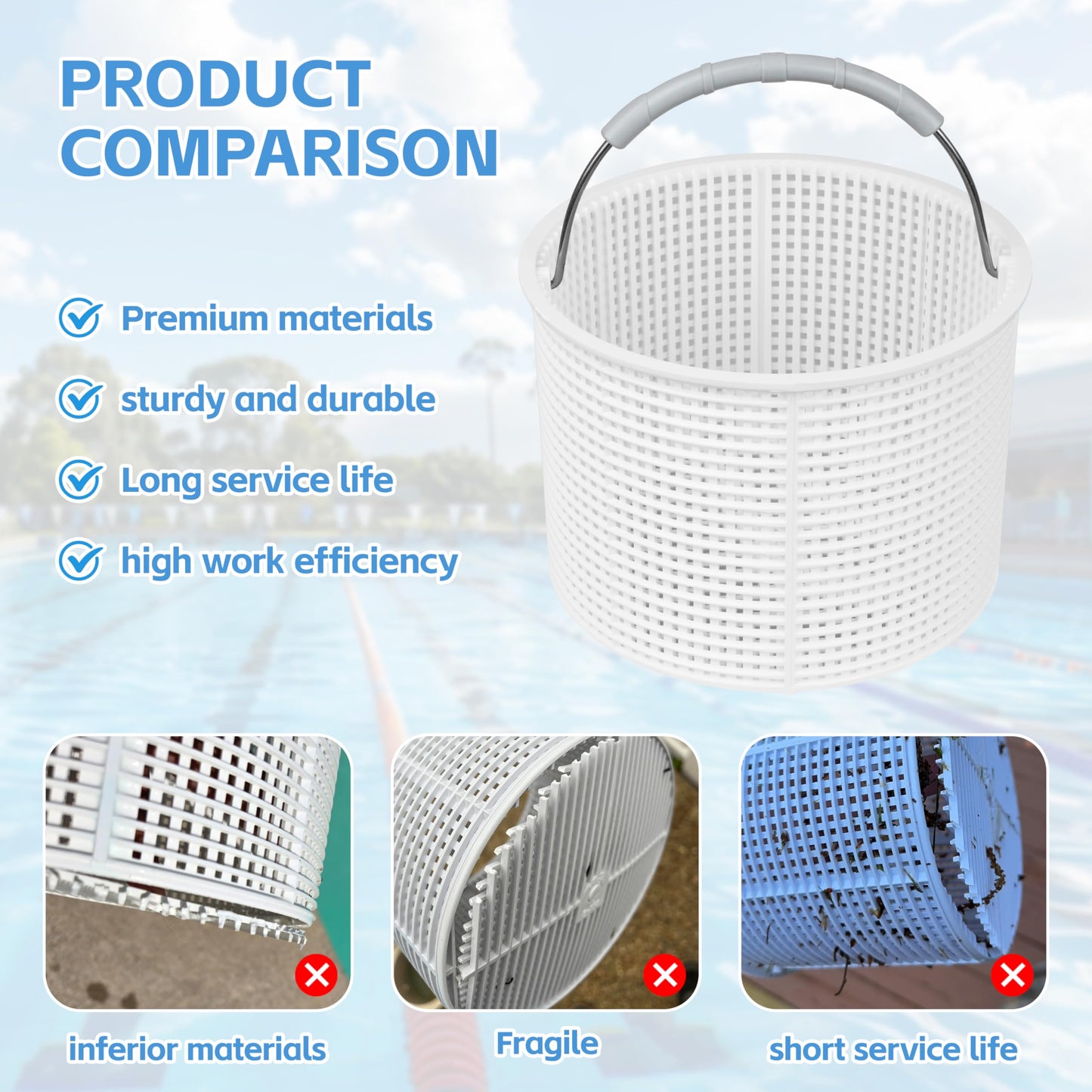 Fuosuc SPX1082CA Pool Skimmer Basket Replacement Hayward Skimmer Basket SPX1082CA,Replacement Aladdin B-152 Skimmer,SP1082 SP1083 SP1084 1085 SP1075 1075T 1076 1077 Skimmers Basket