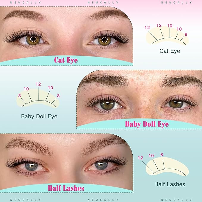 Short Lash Clusters Natural Wispy 8-12MM Eyelash Clusters Eyelash Extension Kit CD-Curly Individual Lashes Kit DIY Lash Extension at Home Long-lasting Effect by Newcally