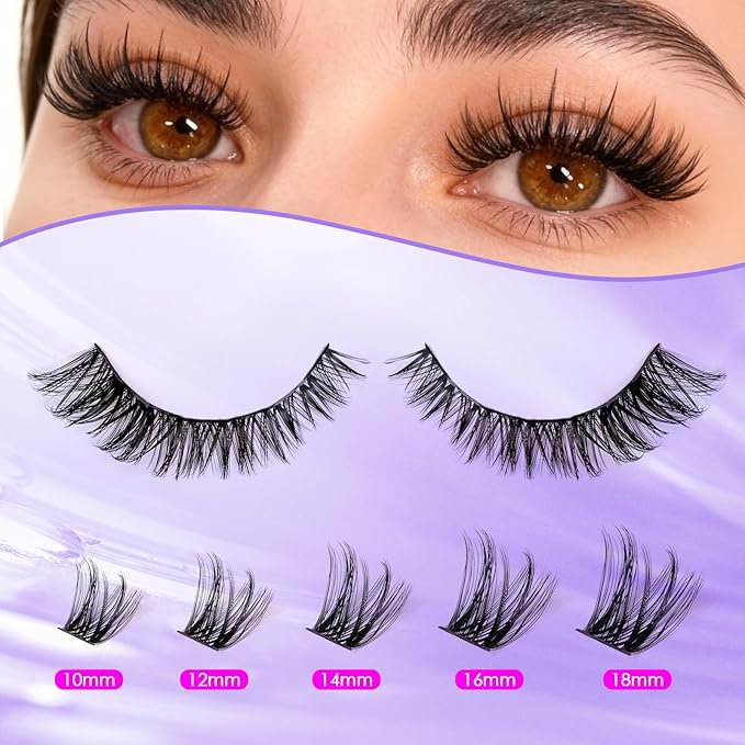 Ocean Pearl Lash Clusters Kit 168pcs,10-18mm manga/anime-inspired lashes clusters,spike-effect cluster lashes, Eyelashes,DIY Cluster Eyelash Extensions kit with lash bond+seal+remover+tweezers-M37+M30