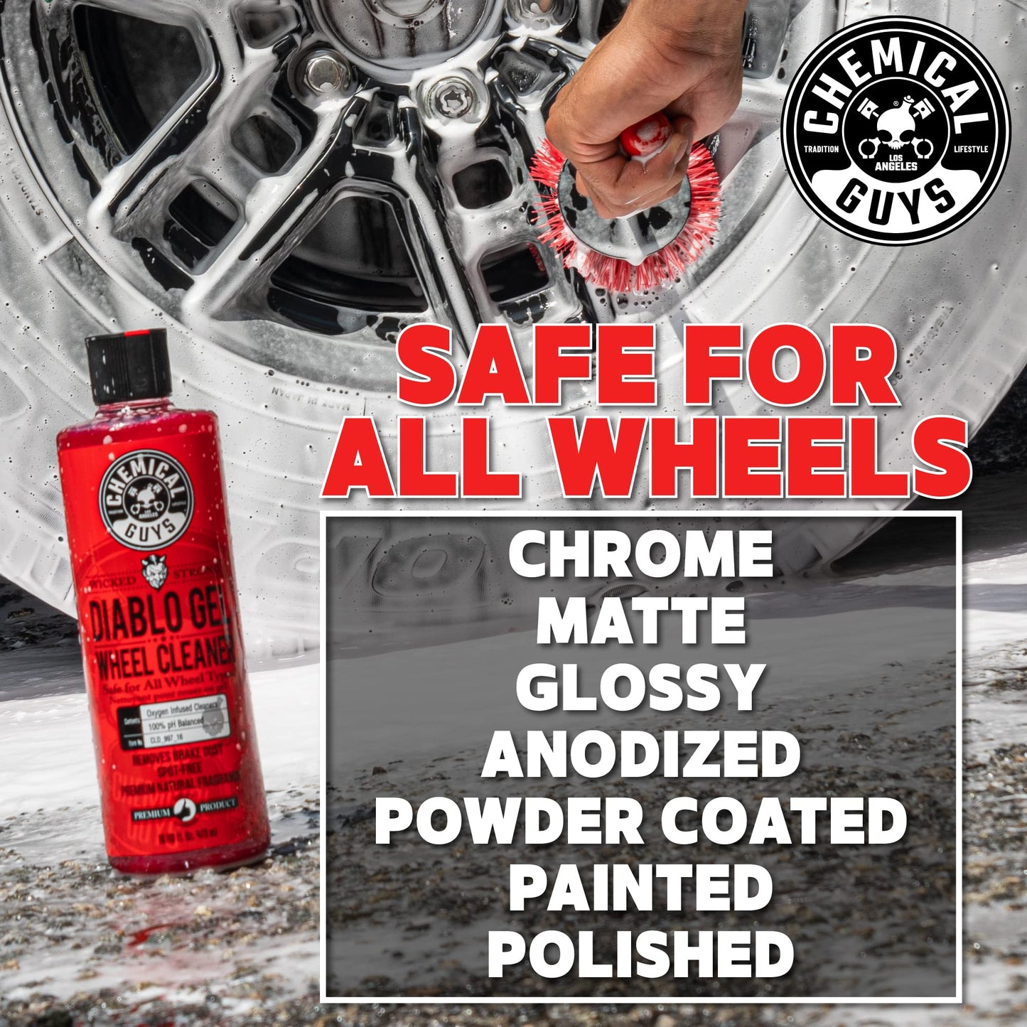 Chemical Guys CLD_997 Diablo Gel Oxygen Infused Foam Wheel and Rim Cleaner, Concentrated (Safe on All Wheel & Rim Finishes), for Cars, Trucks, SUVs, Motorcycles, RVs & More 128 fl oz (1 Gallon)