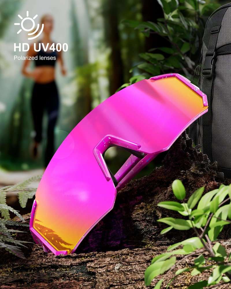 QALLY Polarized Sports Sunglasses for Men Women, UV400 Protection Mens Sunglasses Wrap Around Sun Glasses for Cycling Running