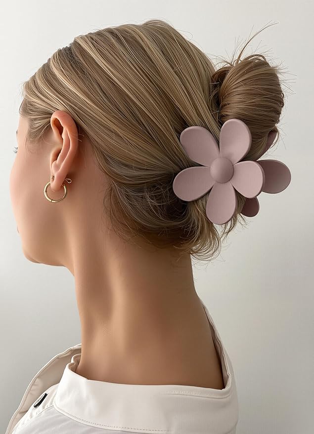 8PCS Hair Clips for Women, Flower Claw Clips for Thick Hair, Non-Slip Hair Accessories with Multi-Styles, Neutral Colors Hair Claw Clips and Variety Pack, Ideal for Girls