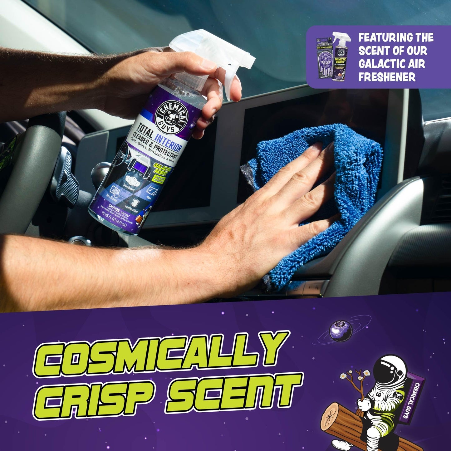 Chemical Guys Total Interior Cleaner & Protectant - 32 oz Galactic Scent All-in-One Car Interior Cleaner for Dash, Seats, Carpet, Glass, Vinyl, Leather, and Plastic - Cleans & Protects Every Surface