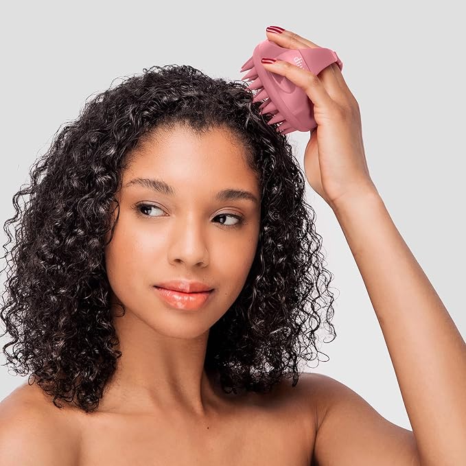 Diane Scalp Massage and Shampoo Brush with Soft Silicone Bristles, Exfoliates and Cleanses Scalp, Promotes Scalp Circulation, Evenly Distributes Hair Oil, Clear