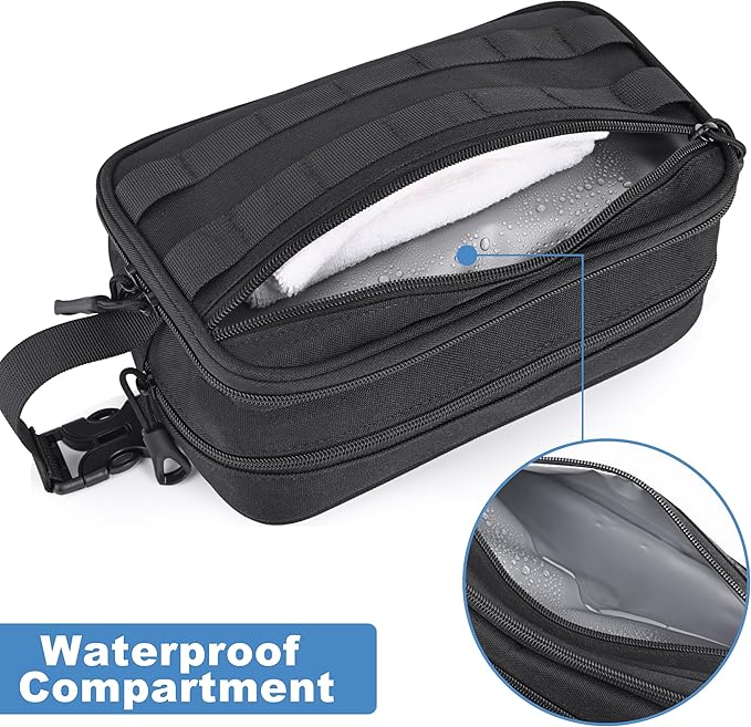 Men's Toiletry Bag, Tactical Inspired Hygiene Shaving Bath Shower Grooming Toiletries Bag for Men Water-resistant Dop Kits for Travel