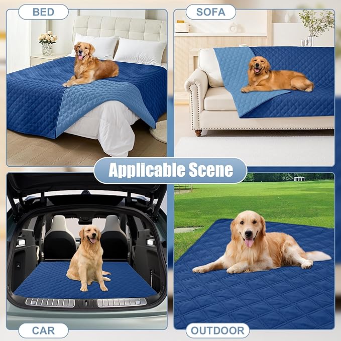 Smiry Waterproof Dog Bed Cover Pet Blanket, Soft Washable Dog Blanket for Furniture Bed Couch Sofa Reversible, Checkered (30"x70", Navy/Blue)