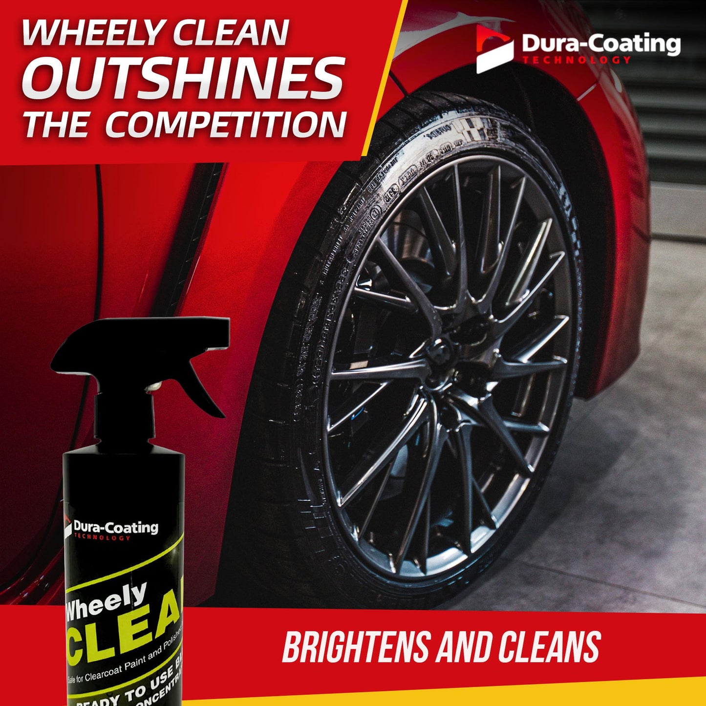 DURA-COATING TECHNOLOGY Wheely Clean - Professional Wheel Cleaner Spray - Ready-to-Use Tire Cleaner and Rim Cleaner - Suitable for Aluminum, Chrome, or Clear-Coated Wheels - Removes Brake Dust - 16 oz