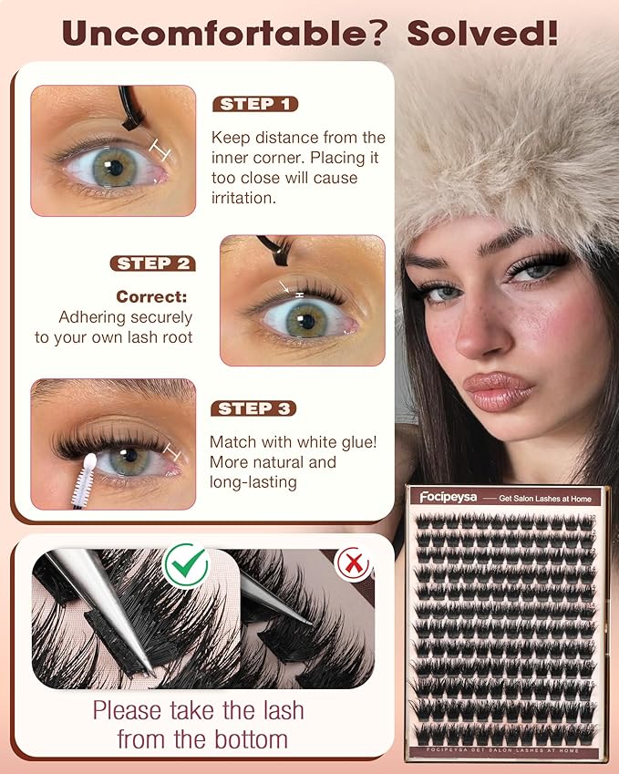 Fluffy Lash Clusters Wispy Eyelash Clusters Natural Lash Clusters Volume DIY Eyelash Extensions 12-18mm Individual Lashes Clusters for Dramatic Look Soft Thin Lash Band by Focipeysa Lashes