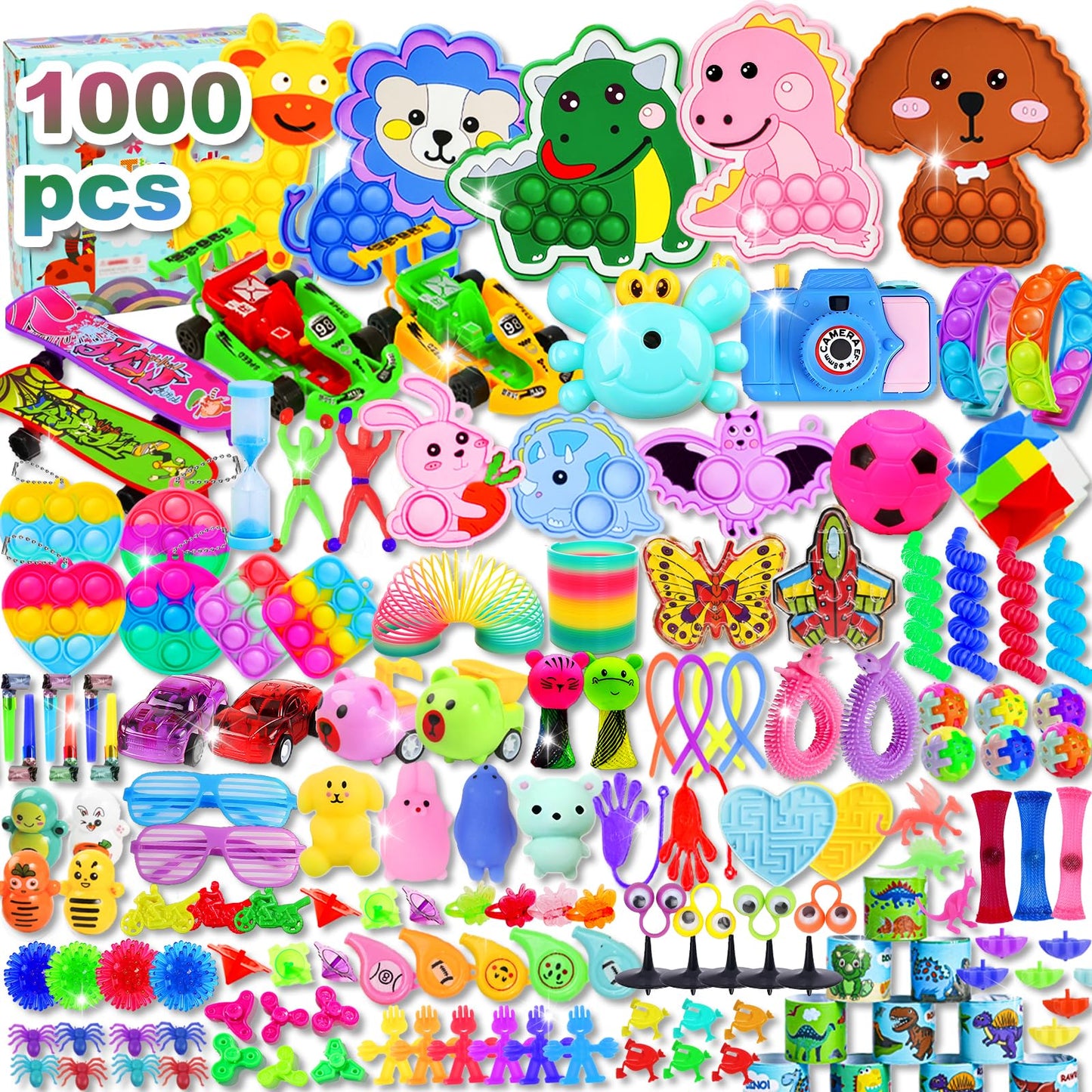1000 Pcs Party Favors for Kids, Fidget Toys Bulk, Prizes for Kids, Fidget Stocking Stuffers Birthday Party Gifts, Carnival Treasure Classroom Prizes Box, Goodie Bag Stuffers, Birthday Party Toys