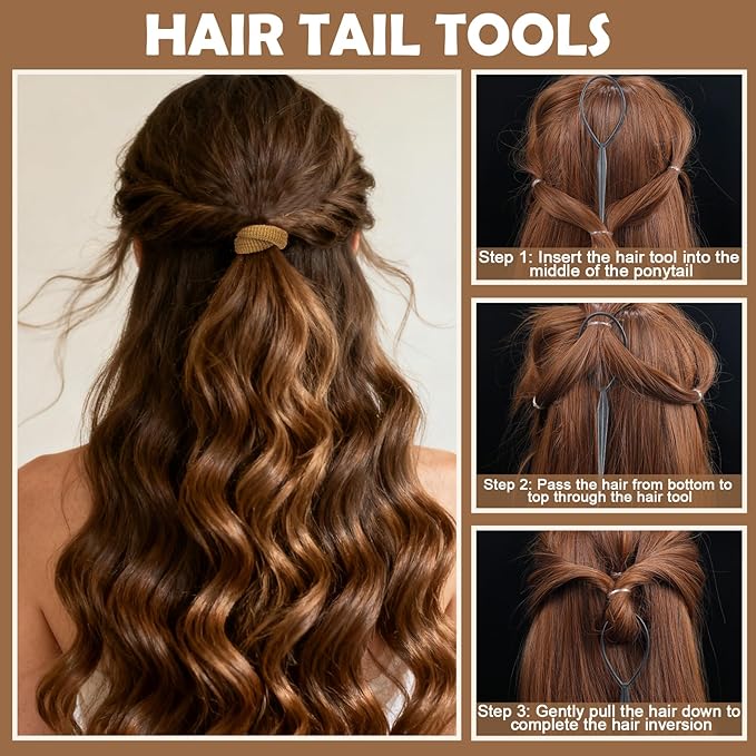 Hair Accessories for Girls - 360 Pieces Cotton Toddler Hair Ties Brown Ponytail Holders, Hair Clips and Hair Tail Tools, Neutral Colors