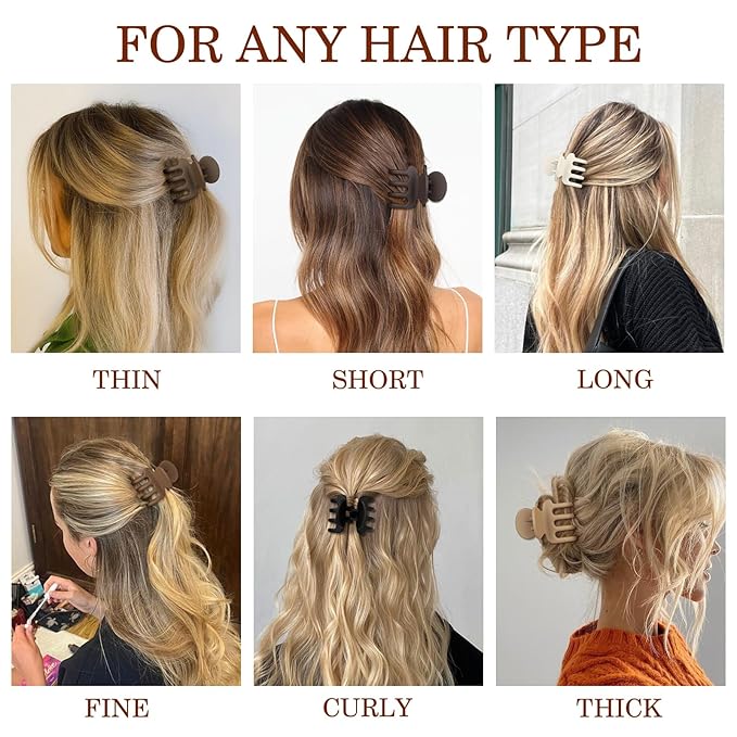 12Pcs Hair Clips for Women 1.8 Inch Small Claw Clips for Thin Hair Medium Hair Claw Clips for Thick Hair Accessories for Women Girls (Brown)