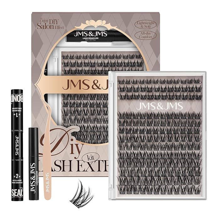 JMS&JMS Wispy Lash Clusters Kit Individual False Eyelashes Extension Set, Manga Lashes Eyelash Clusters Kit with Lash Bond and Seal Eyelash Applictor Lash Remover (JMS05-CC-8-18Mix)