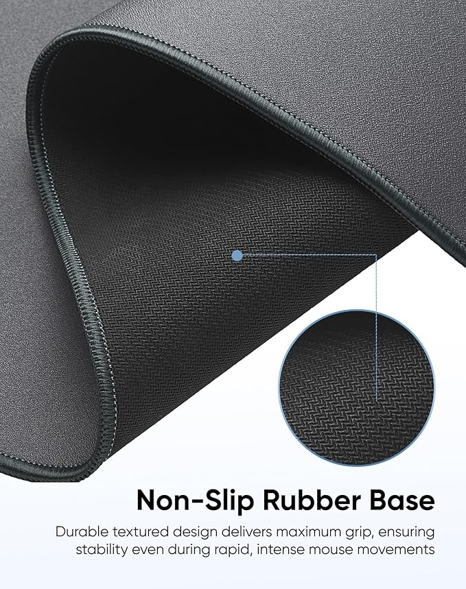 Waterproof Large Gaming Mouse Pad with Durable Stitched Edges, Non-Slip Rubber Base, Grainy Jacquard Mouse Mat Desk Pad for Home Office Gaming, 31.5''x11.8''x0.12'', Matte Gray