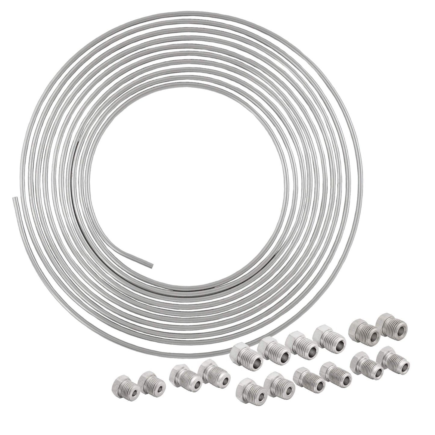 4LifetimeLines – 3/16" x 25' Stainless Steel Brake Line Kit | 316L Marine-Grade Tubing with 16 SAE Fittings | Corrosion & Rust Resistant | 15,310 PSI | Universal Fit for Cars & Trucks