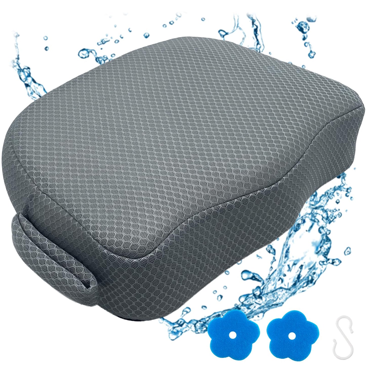 Hot Tub Booster Seat for Adults, 5 Inch Thick Supportive Cushion with Non-Slip Bottom, Weighted for Quick Sink Without Float, Spa Booster Seat for Hot Tub (Including Inflatable), Pool Gray
