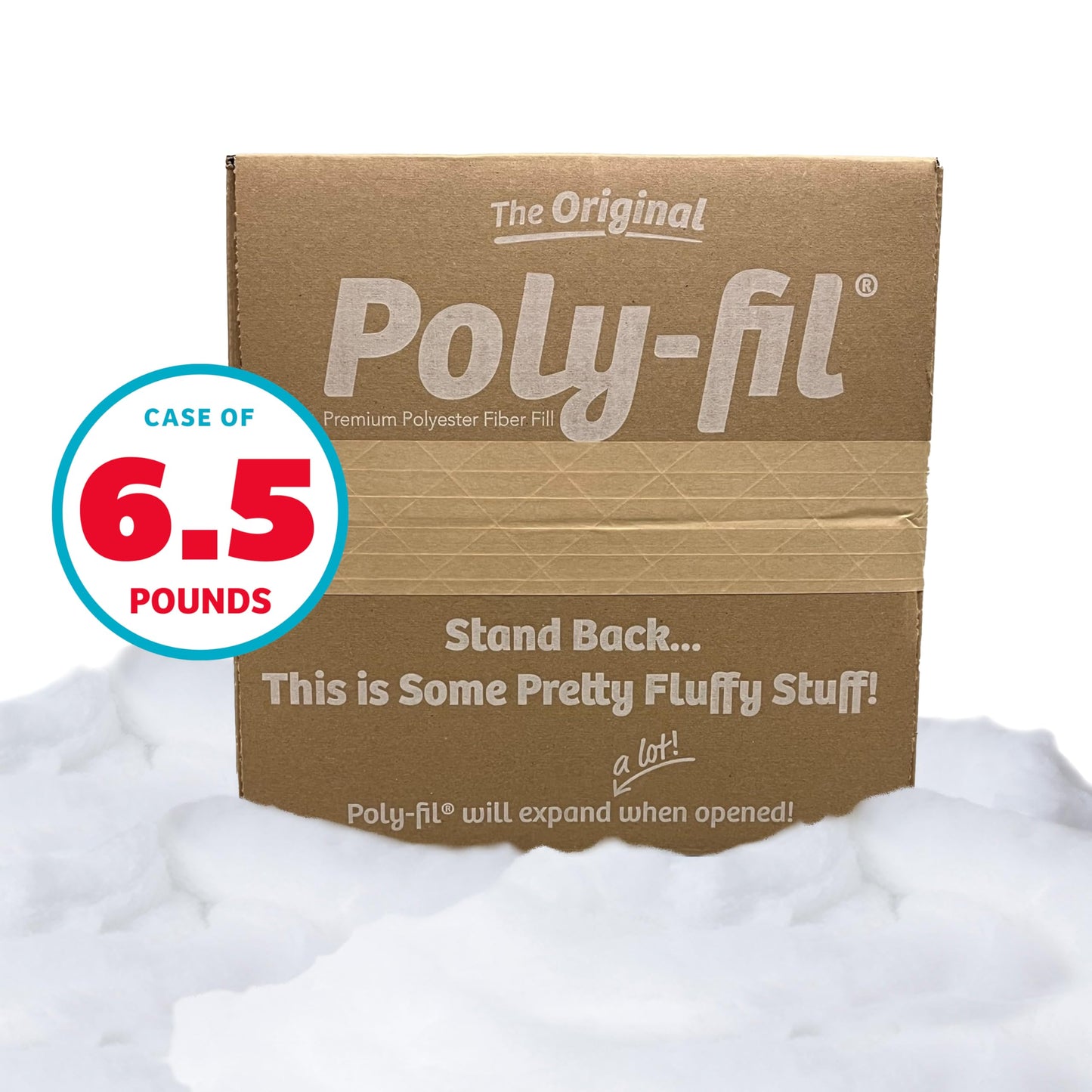 Fairfield The Original Poly-Fil, Premium Polyester Fiber Fill, Soft Pillow Stuffing, Stuffing for Stuffed Animals, Toys, Cloud Decorations, and More, Machine-Washable Poly-Fil Fiber Fill, 6.5 lbs. Box