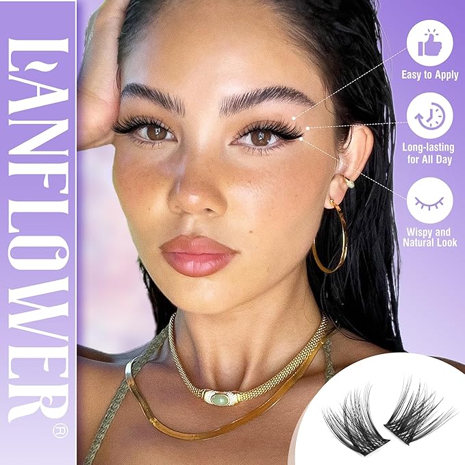 Lash Extension Kit Natural Lash Clusters Kit Waterproof Eyelash Extension Kit Wispy Lash Clusters C Curved Cluster Eyelash Extensions Kit 10-16 mm Individual Lashes by Lanflower