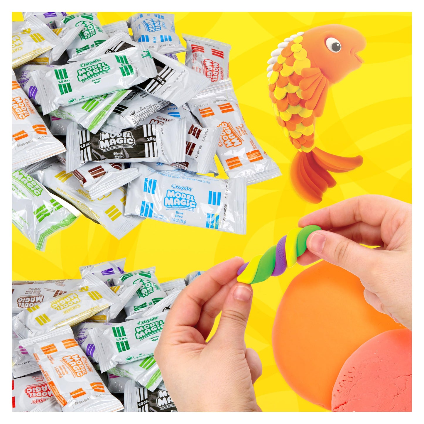 Crayola Model Magic (30 Pack), Air‑Dry Modeling Material for Kids, Soft Modeling Clay Alternative for Arts & Crafts, 15 Colors, 1 oz Packs, Classroom Supplies