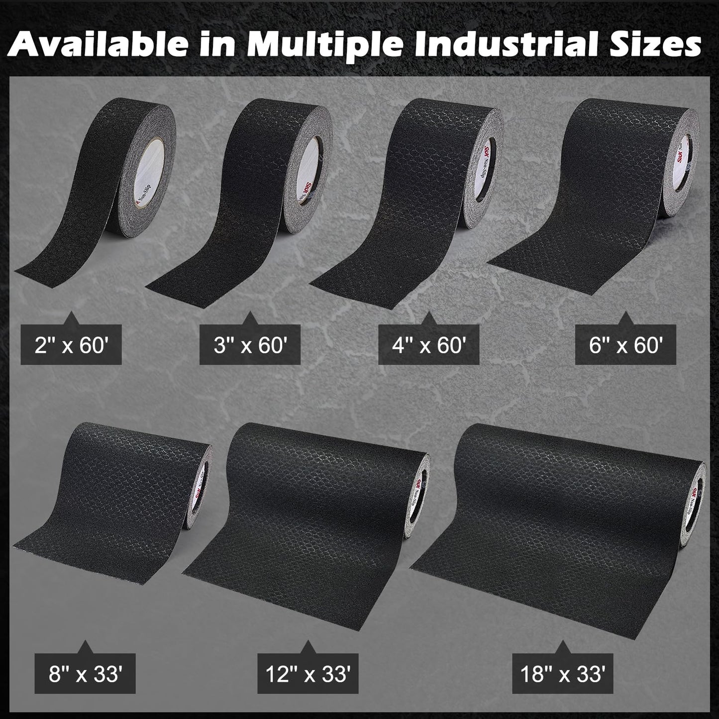S&X Anti Slip Tape 6" x 60' Premium High Traction Non Skid Tape for Outdoor Stairs, Decks, Ramps - Waterproof & Durable
