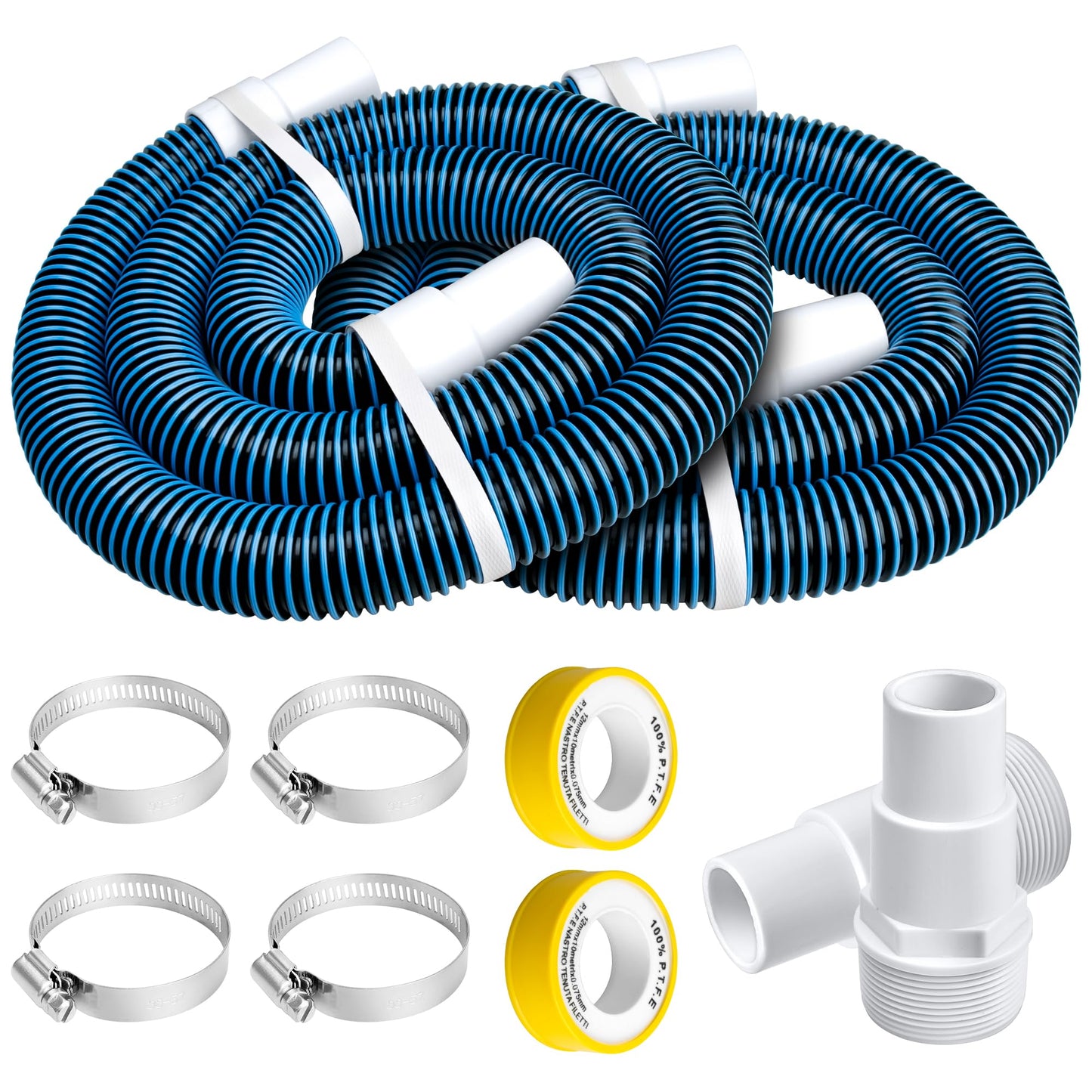 6 Ft Above Ground Pool Hoses for Hayward Filter Pump, 1-1/2" Pool Pump Hose Connector Hose Replacement Kit（2 Pack)