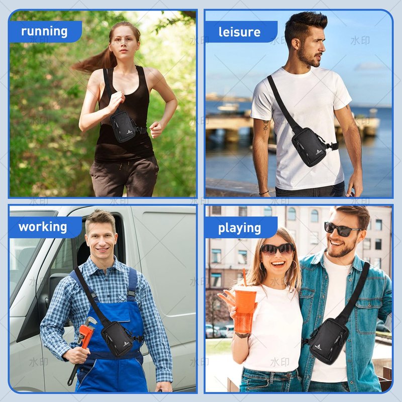 JIMYAO Mini Sling Bag for Men/Women, Waterproof Utility Chest Bag Crossbody Backpack for Hiking Travel Sports Running (Black)