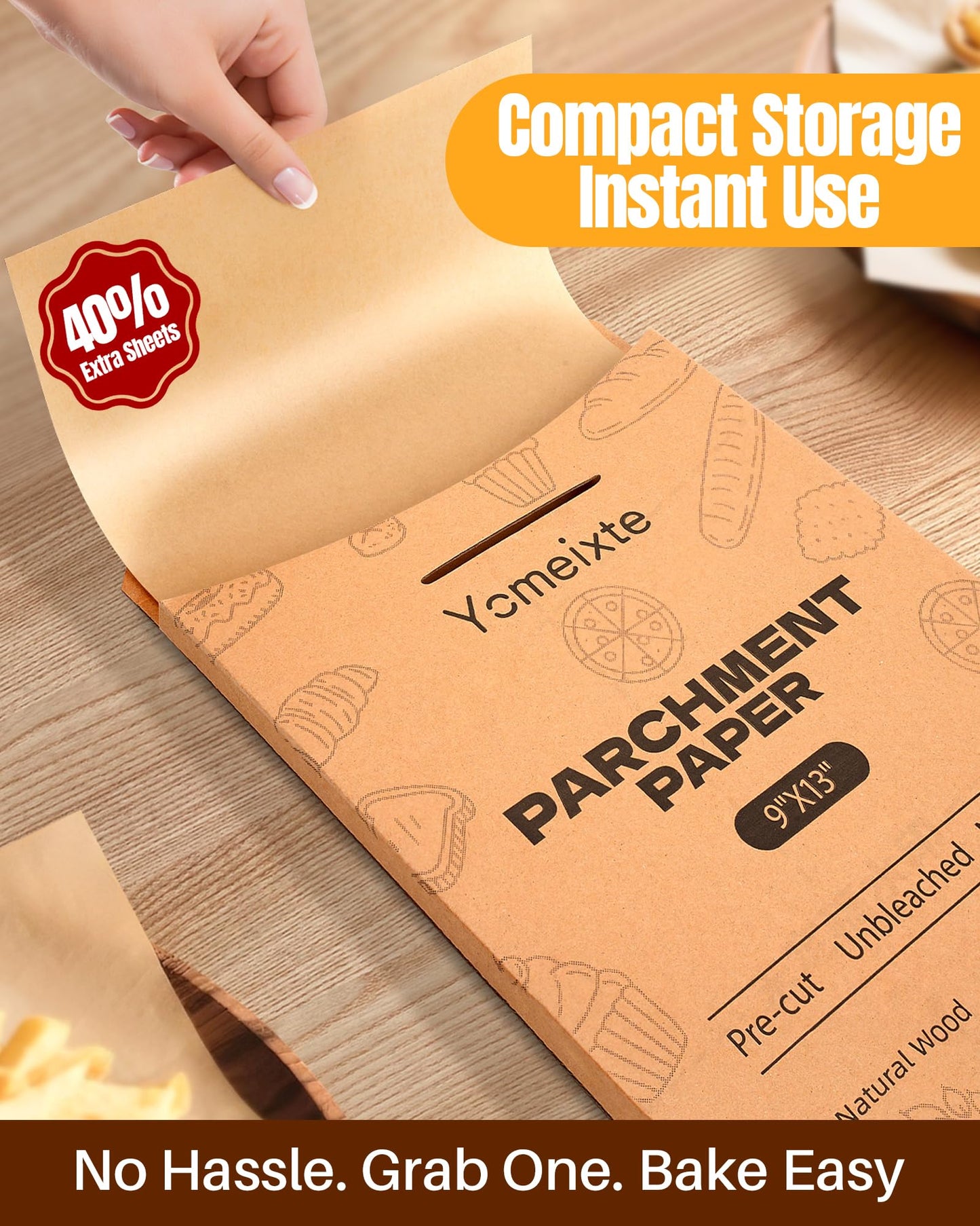 200-Pack Parchment Paper Sheets 12x16 Inch | Unbleached Natural Brown Baking Paper for Oven, Air Fryer & Grilling | Precut, Non-Stick, Greaseproof Half Sheet Pan Liners
