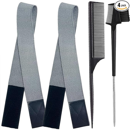 Elastic Bands for Lace Frontal Wigs and Edges - Adjustable Edge Wrap with Magic Buckle, Melting Band to Lay Edges and Keep Wig Grip - 2 Pcs Wig Accessories
