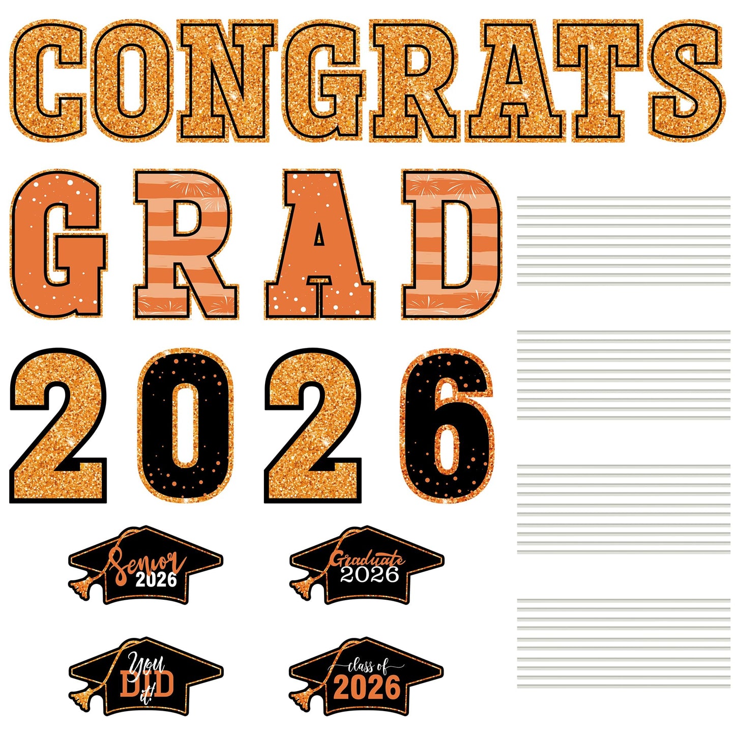 20 Pieces Graduation Yard Signs 2026, Class of 2026 Congrats Grad Yard Sign, Orange Congratulations Yard Signs with Stakes, Plastic Graduation Yard Decorations for College School GRAD Party Supplies