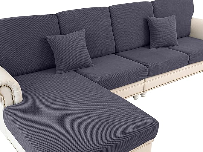 Couch Cushion Cover Seat Cushion Cover Stretch Armchair Cover Separate Sectional Sofa Slipcovers Furniture Protector(1 Piece for Seat or Sofa Backrest, Dark Grey)