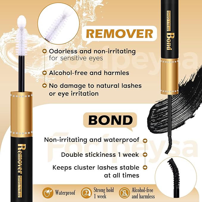 Eyelash Extension Kit Thick Lash Clusters Kit 10-18mm Volume Clusters Lashes 180D Individual Eyelashes Kit with Lash Bond, Lash Remover, Lash Applicator DIY Lash Extension by Focipeysa