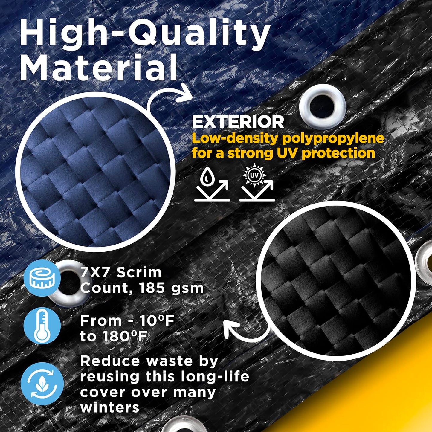 20-Ft x 40-Ft Pool Cover for Inground Pools - Rectangle Winter Cover Inground, Extra Thick Material and Durable Design, Cold and UV-Resistance, Easy Installation, Navy Blue