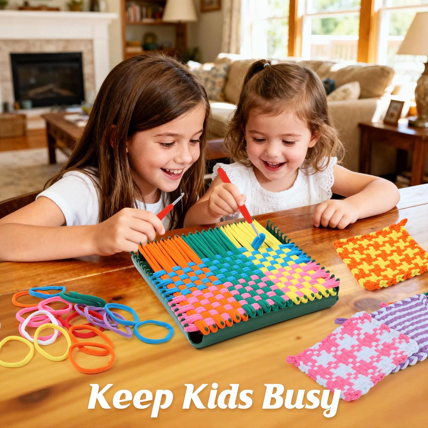 IQKidz Weaving Loom Kit for Girls Ages 8-12, DIY Arts and Crafts for Kids and Adults, Great Toy Gifts for Beginners 6-8 9 10 11 12, Potholder Knitting Loom with 224 Refill Loops