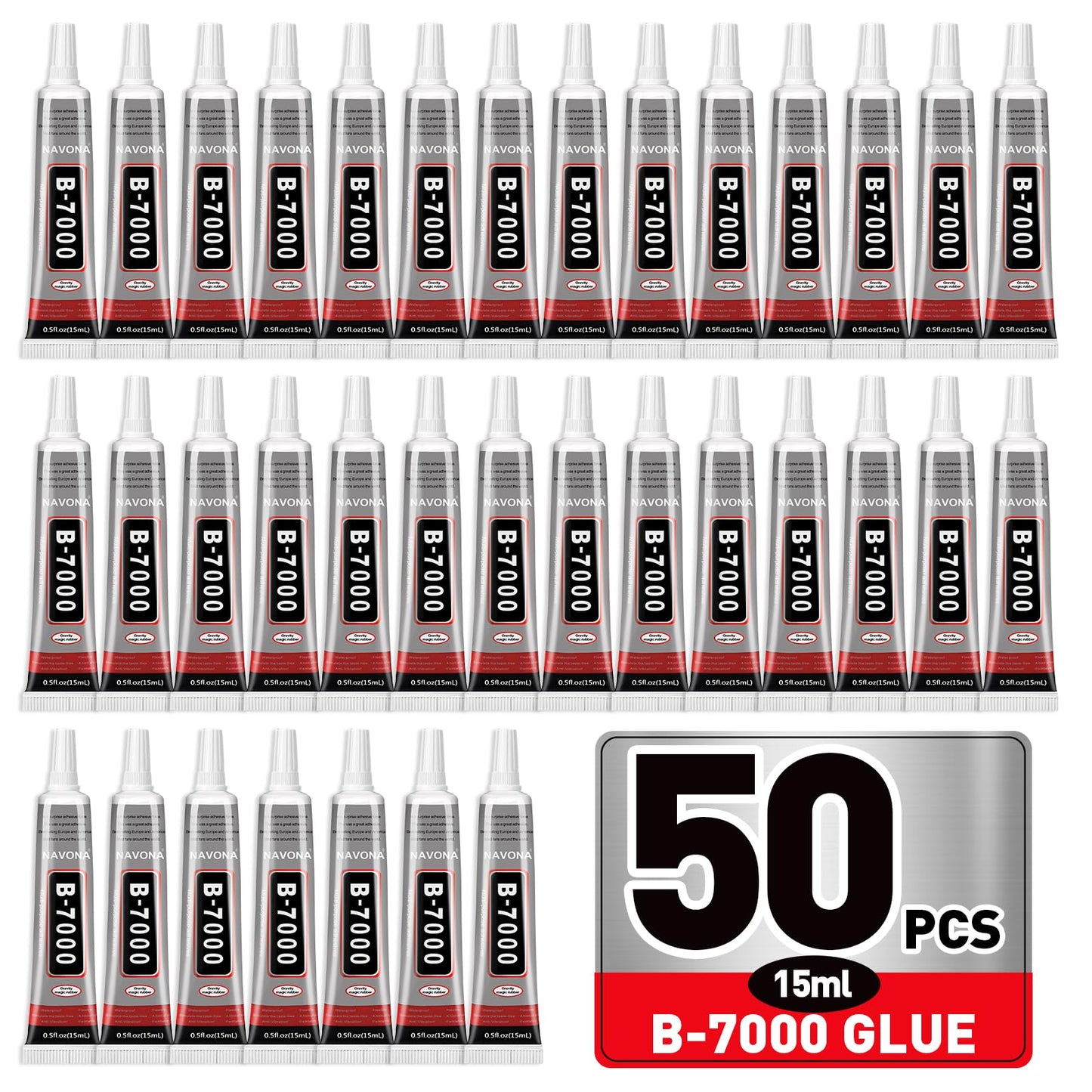 50 PCS 15ml B7000 Glue Clear with Precision Tip, Bedazzling Glue, Super Glues, Rhinestone Glue for Nail, Craft Glues, Jewelry Making, Nail Art, DIY, Makeup, Shoes