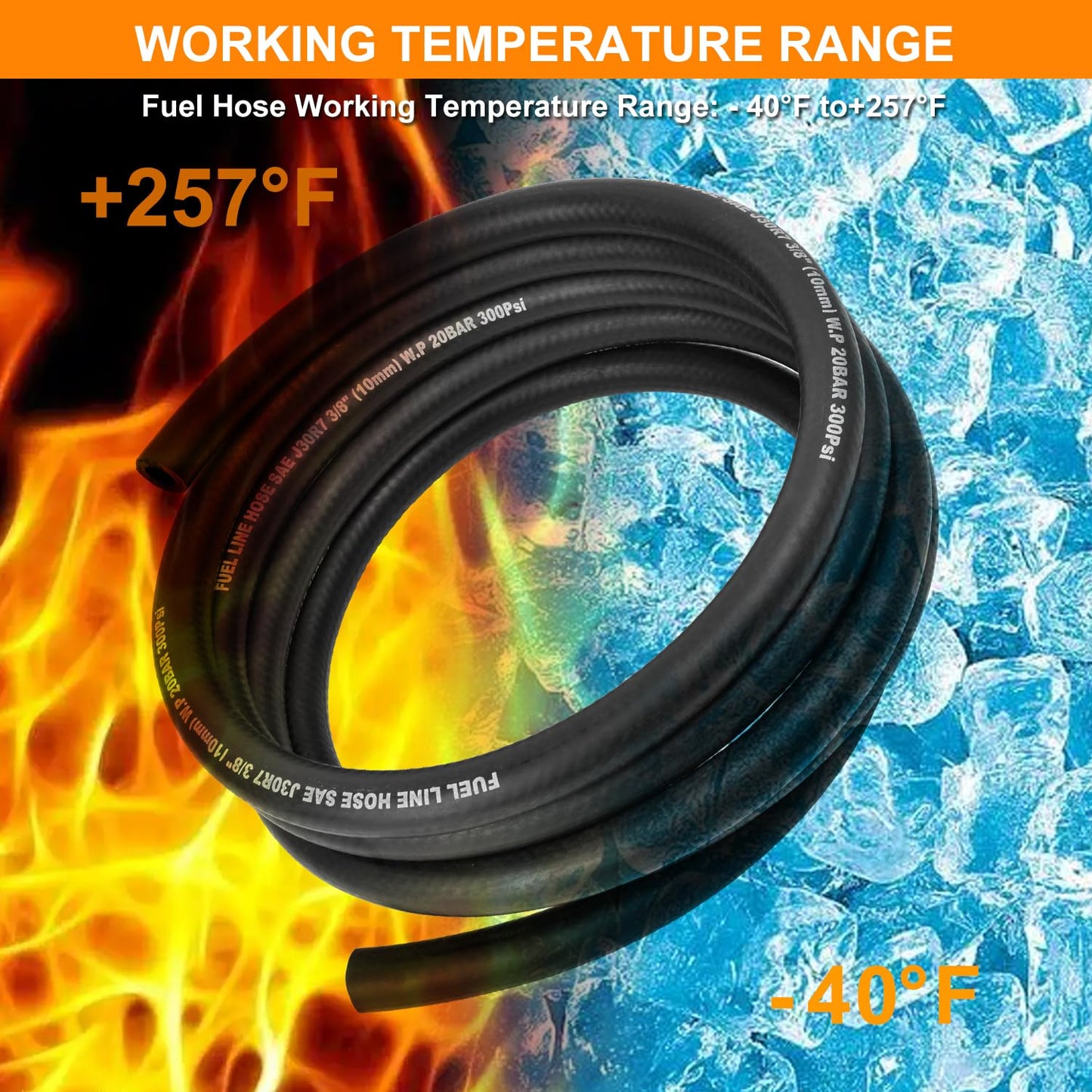 5/8 Inch ID Fuel Line Hose - 10FT Marine Grade Fuel Line with 10PCS Hose Clamps,300PSI High-Pressure Fuel Line for Automotive Fuel Systems Engines (5/8" ID-10Ft)