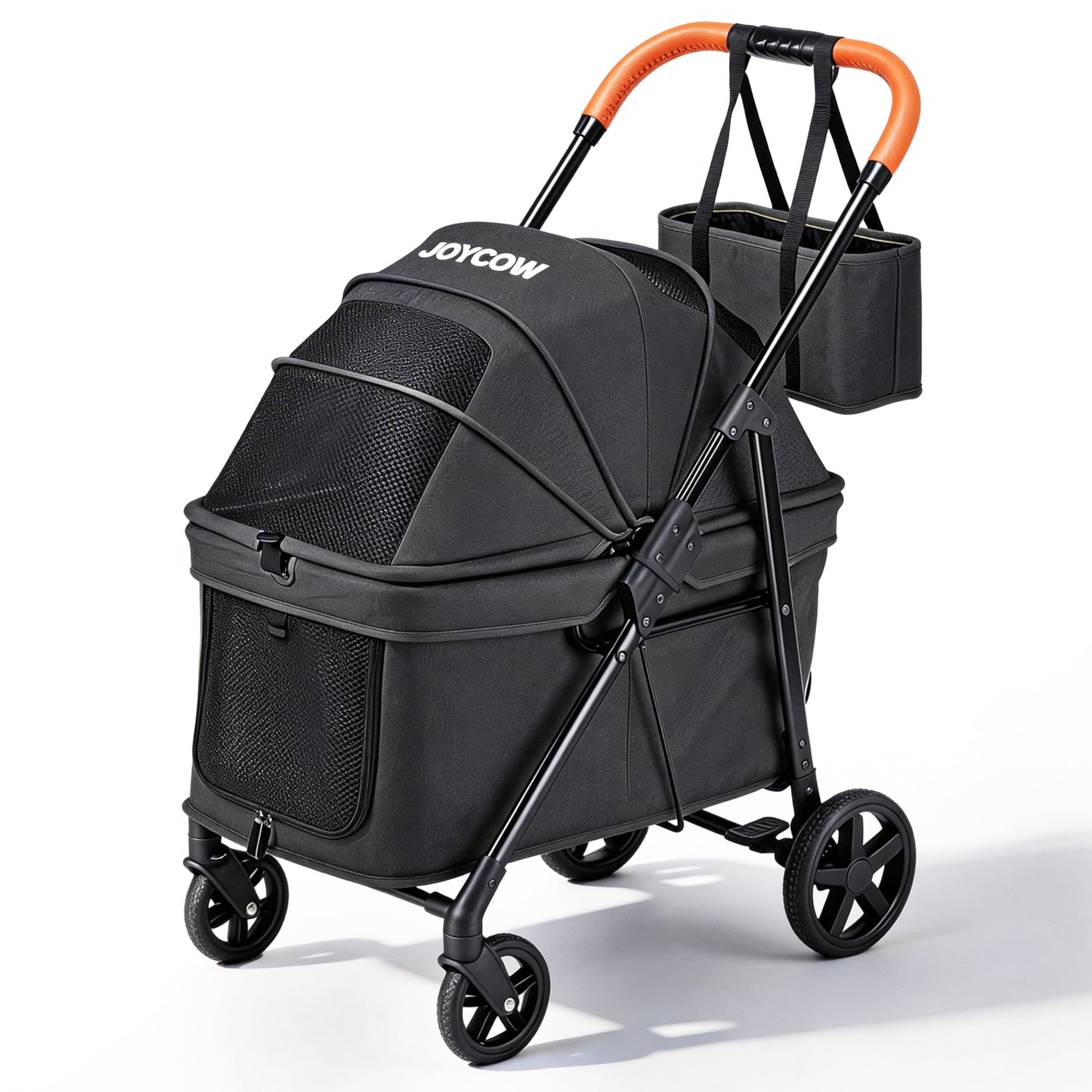 JOYCOW Dog Stroller for 2 Small Dogs or 1 Medium Pet, Low-Entry Design with Anti-Jump-Out, 600D Oxford Fabric, Up to 70 lbs,Black