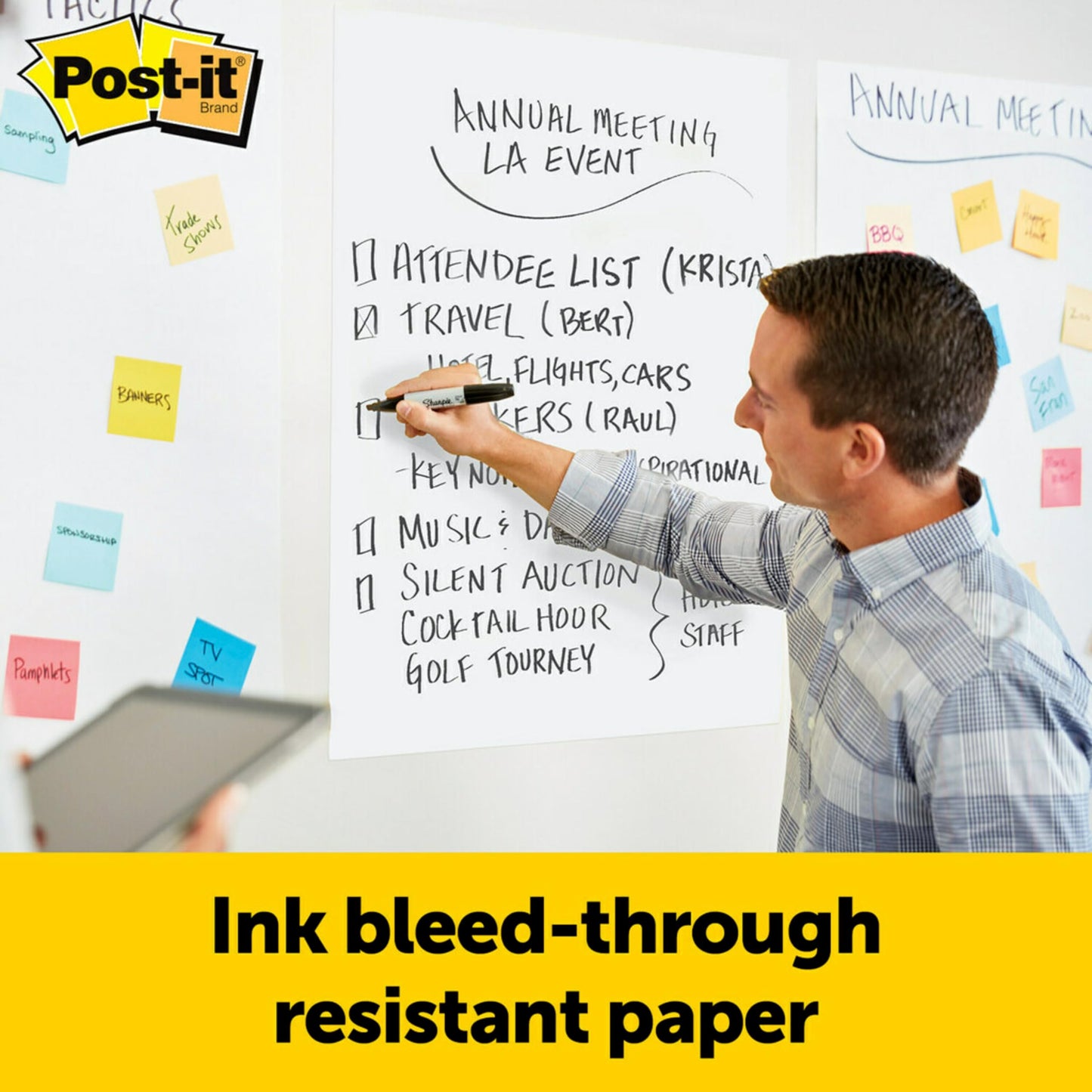 3M Post-it Easel Pad, 20 in x 23 in, White, 20 Sheets/Pad, 2 Pads/Pk, Mounts to surfaces with Command Strips included