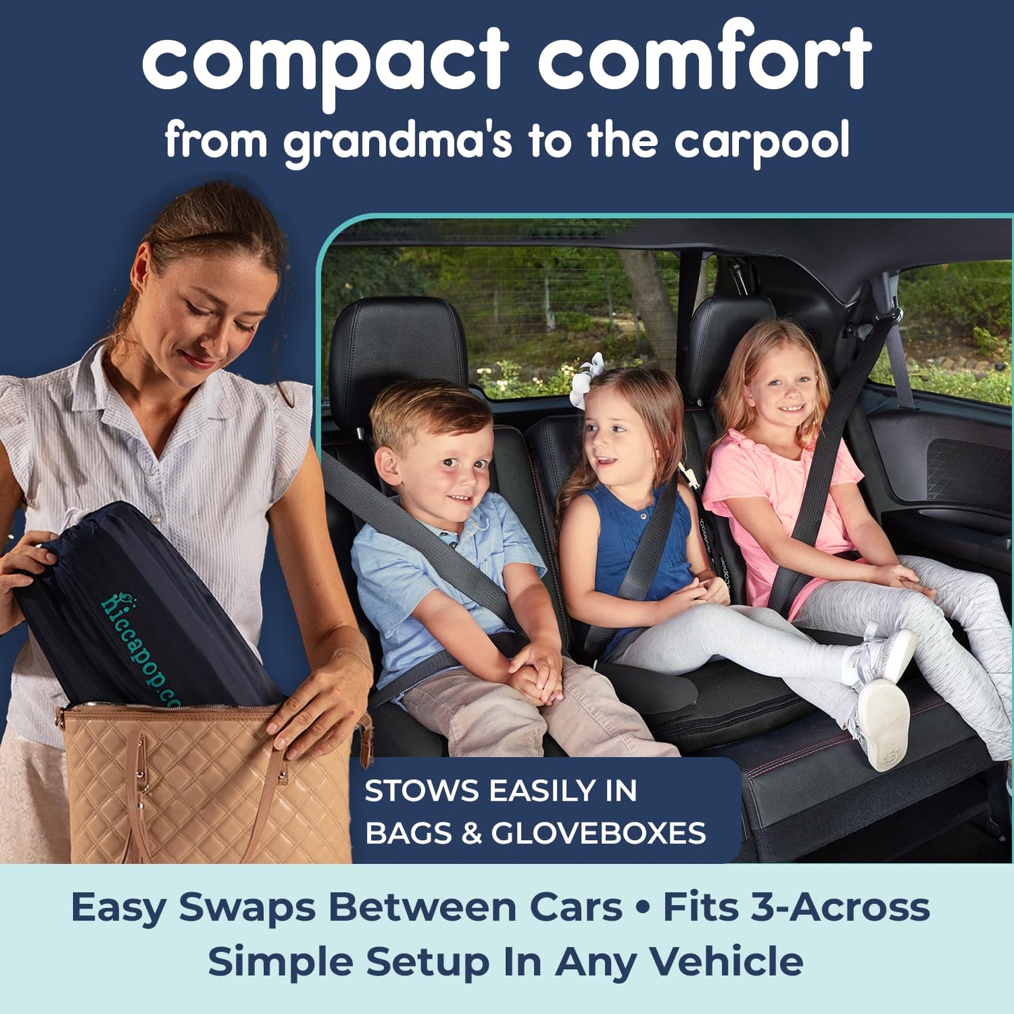 Hiccapop UberBoost Inflatable Booster Car Seat | Blow up Narrow Backless Booster Car Seat for Travel | Portable Booster Seat for Toddlers, Kids, Child | Black/Gray