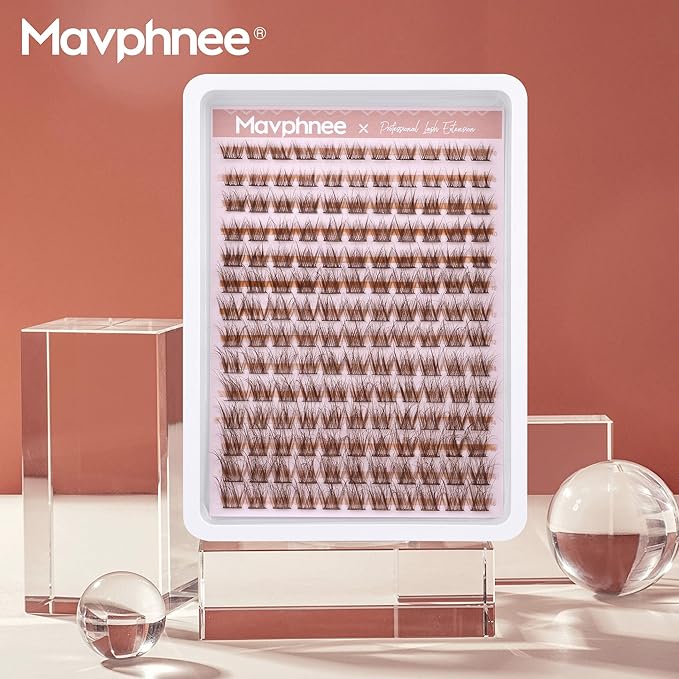 Brown Lash Clusters Natural Lash Extensions Wispy Eyelash Clusters 154 Pcs C-Curly Lashes Clusters for Everyday Wear Beginner Friendly Dark Brown Cluster Eyelash Extensions by Mavphnnee