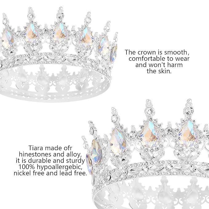 YOUlDIANZI Queen Crown Rhinestone Wedding Crowns and Tiaras for Women Costume Party Hair Accessories Princess Birthday Crown Crystal Bridal Crowns