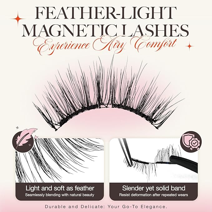 LASHVIEW Upgrade Magnetic Eyelashes with Applicator Reusable Soft Magnetic Eyelashes Natural Look No Glue Needed Lashes Kit Easy to Wear and Remove(A02)