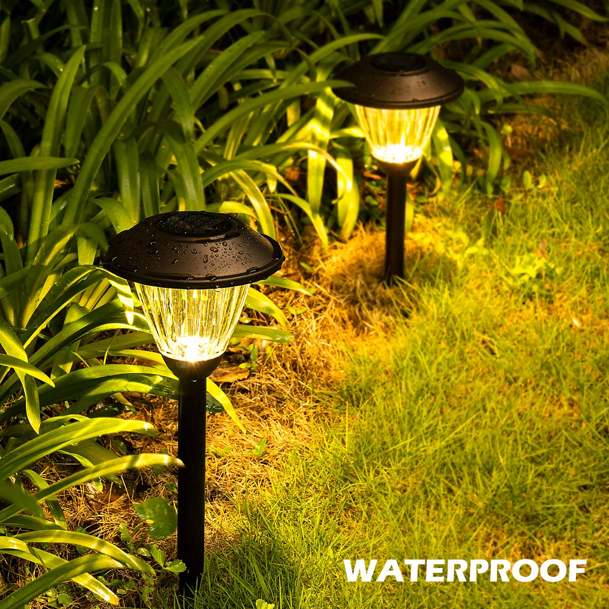 SOLPEX Solar Pathway Lights Outdoor, 6 Pack Solar Powered Garden Lights, Automatic Glass Metal Waterproof Solar Landscape Lights for Landscape, Lawn, Pathway, Walkway and Driveway(Warm White)